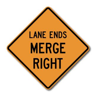 CW9-2 Lane Ends Merge